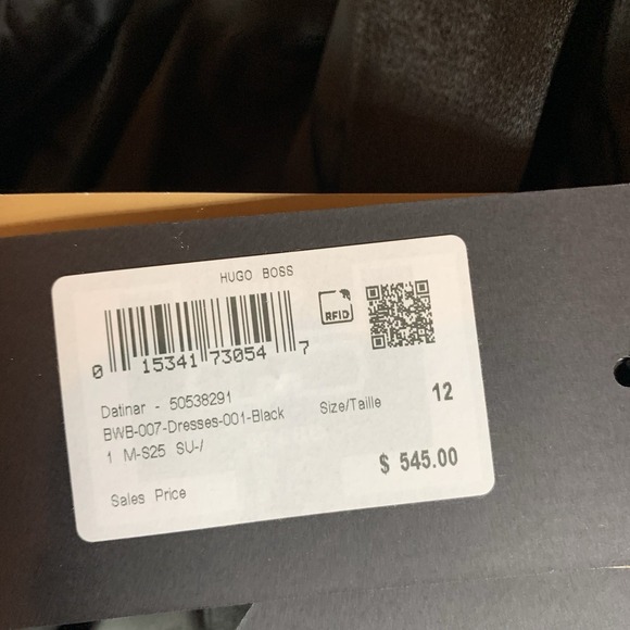 Hugo BOSS Women's Datinar Dress 12 Black Twist Neck Sleeveless Satin Top Stretch - Picture 6 of 12